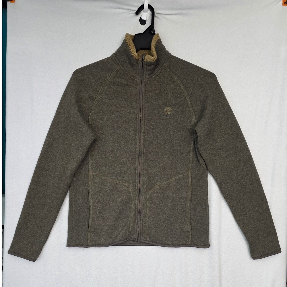 Timberland Full Zip Fleece Jacket S Olive Green Sherpa Neck Gorpcore Outdoor